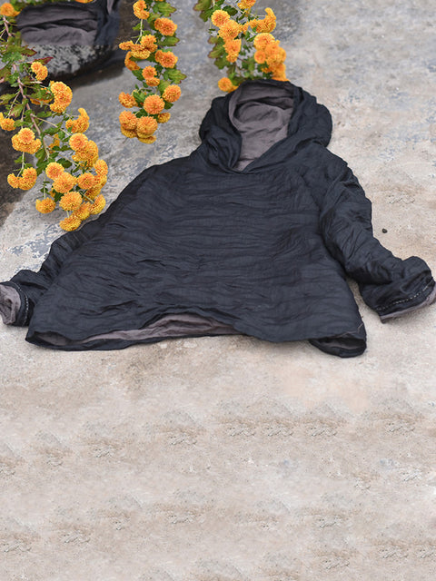 Chemise à capuche unie rétro pour femme