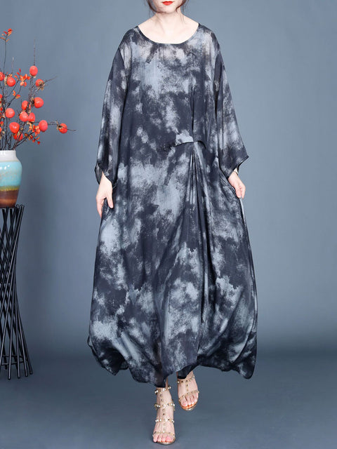 Robe de printemps Artsy Tie-dye à ourlet irrégulier pour femmes