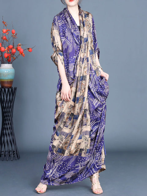 Women Spring Artsy Cross Spliced Maxi Dress