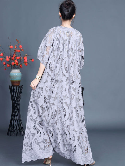 Women Summer Artsy Cutout Lace Maxi Dress