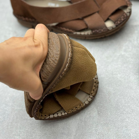 Chaussures plates décontractées d'été en cuir tissé pour femmes