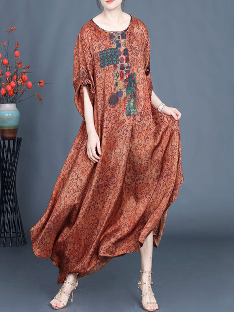 Robe longue d'été vintage à fleurs épissées pour femmes