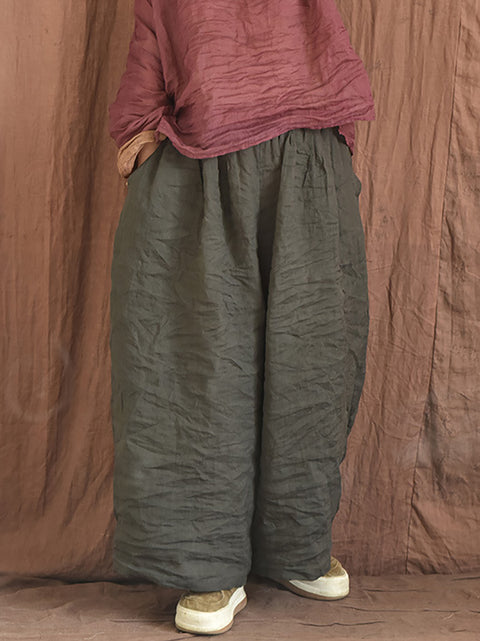 Pantalon ample d'été à blocs de couleurs vintage pour femmes