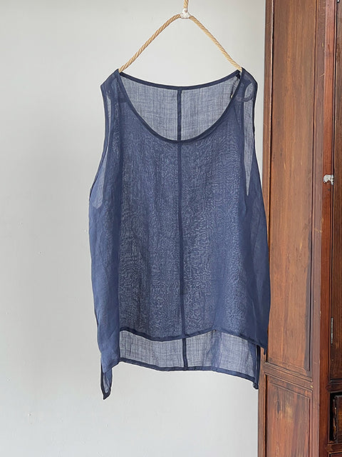 Gilet fin uni vintage d'été pour femme