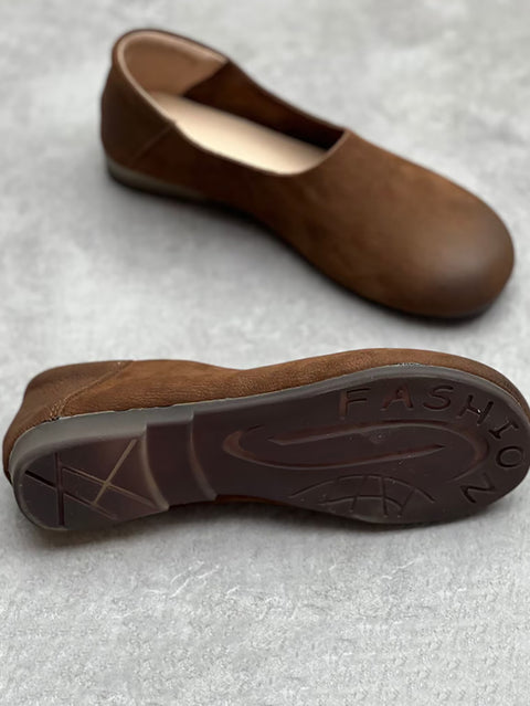 Chaussures plates d'été vintage en cuir souple pour femmes