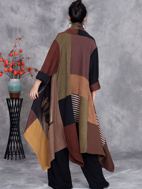 Robe en tricot lâche à blocs de couleurs pour femmes, décontractée, automne