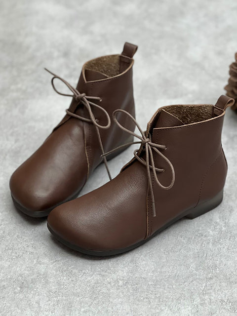 Bottes d'automne en cuir véritable à fermeture éclair et sangle solide pour femmes