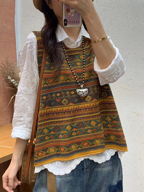 Gilet à capuche en tricot avec broderie florale artistique pour femme