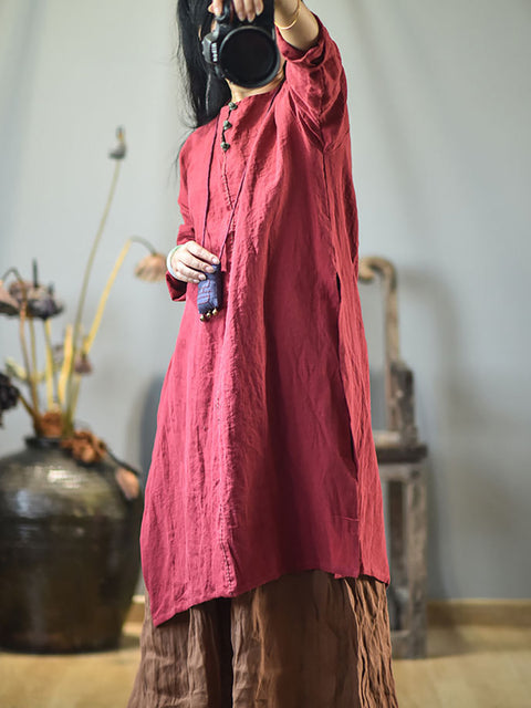 Robe d'été vintage en lin brodé pour femme