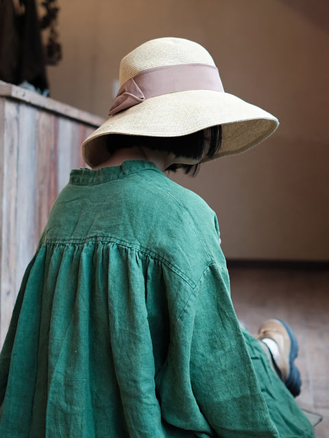 Robe d'été en lin à fleurs vintage pour femmes