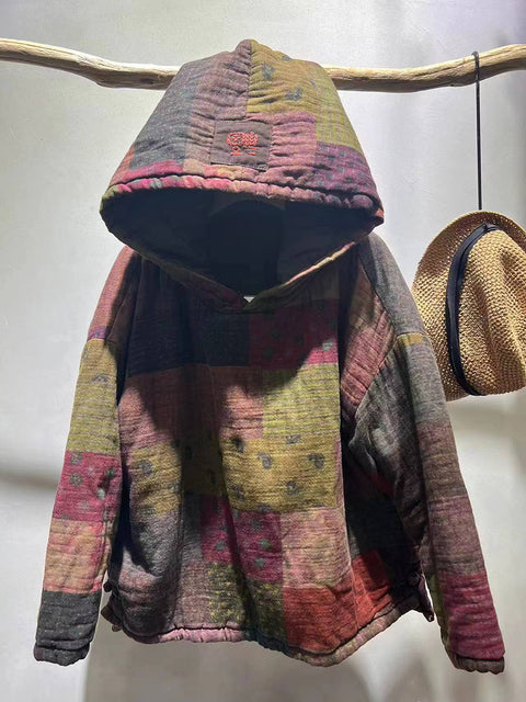 Manteau en jean à col en V épissé en patchwork pour femme