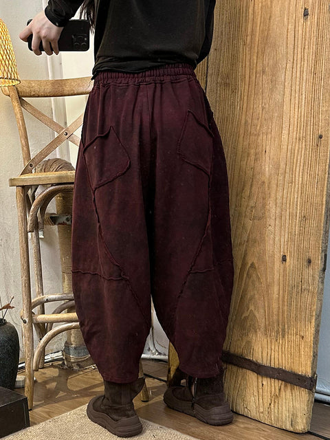 Pantalon d'été décontracté en lin à carreaux pour femmes