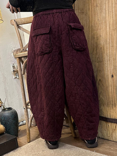 Pantalon sarouel en denim à fleurs rétro pour femme