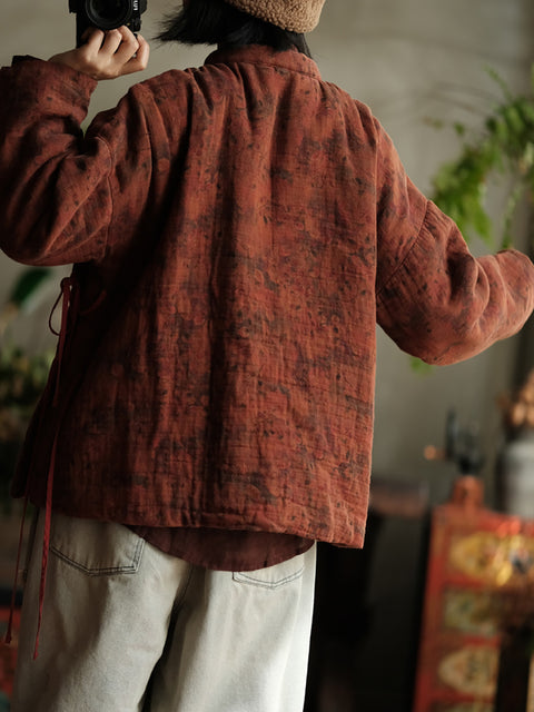 Chemise en ramie à boutons et poches solides pour femmes