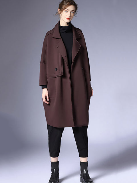 Manteau boutonné uni à la mode pour femmes d'automne