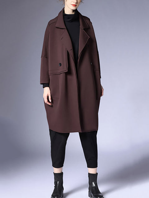 Manteau boutonné uni à la mode pour femmes d'automne