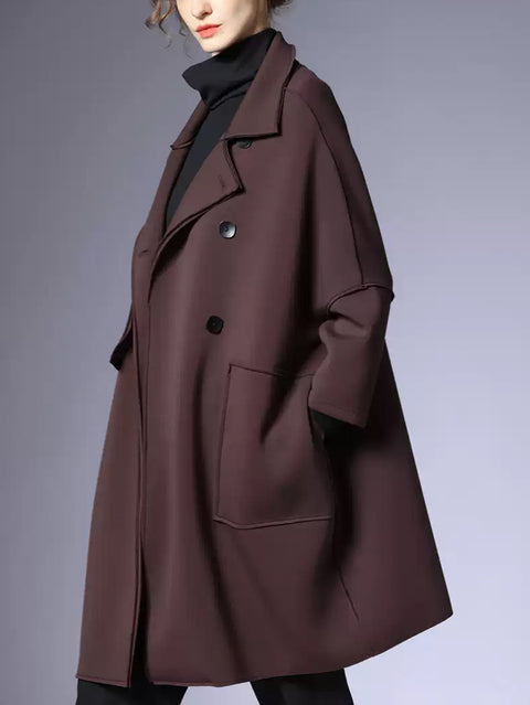 Manteau boutonné uni à la mode pour femmes d'automne