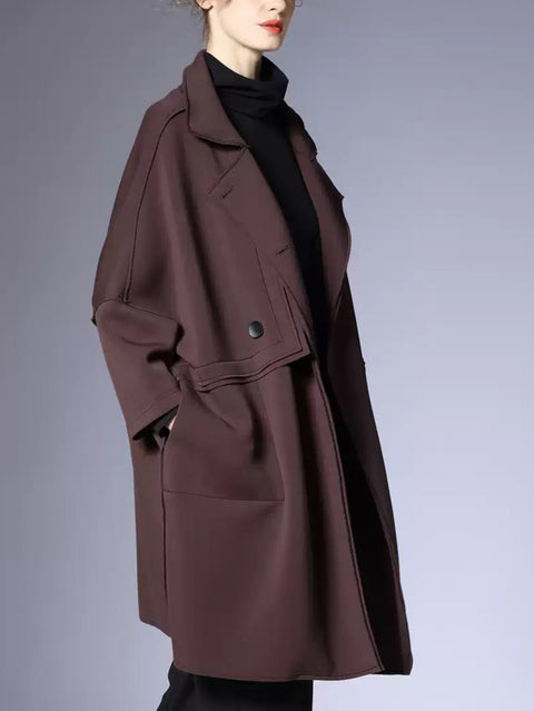 Manteau boutonné uni à la mode pour femmes d'automne