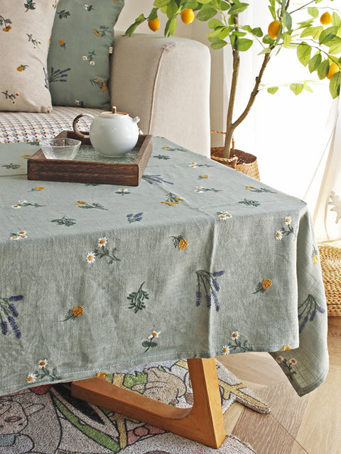 Nappe en lin avec broderies artistiques Foral