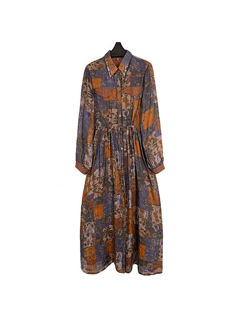 Robe d'été vintage en lin à col en V pour femme