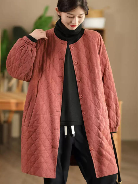 Manteau rembourré en lin chaud et décontracté pour femme, automne