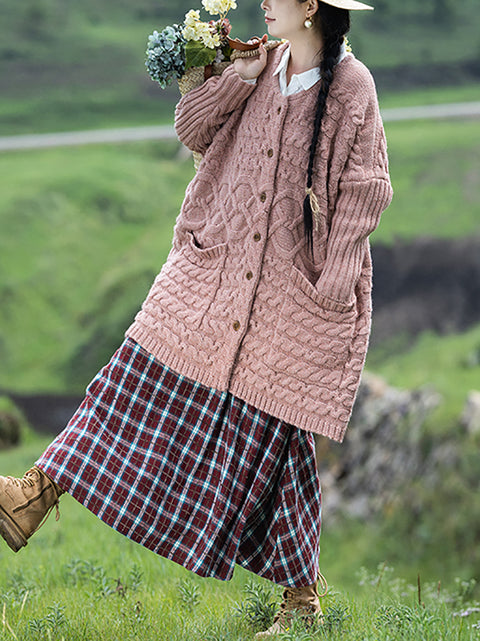 Manteau pull à col rabattu irrégulier en tricot artistique d'automne pour femmes