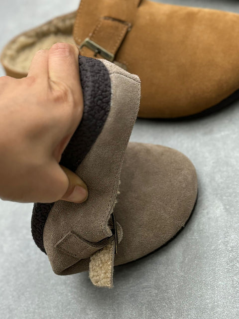 Chaussons Birkenstock en cuir véritable doublés de polaire pour femmes