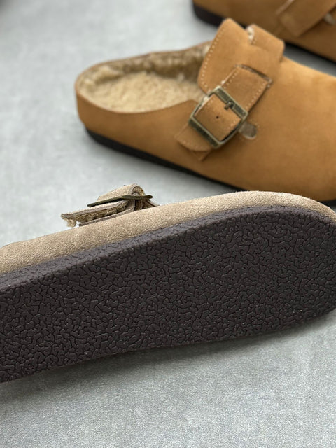 Chaussons Birkenstock en cuir véritable doublés de polaire pour femmes