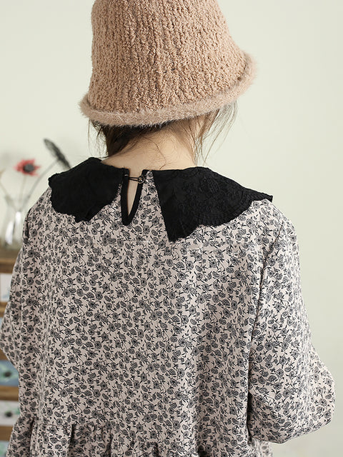 Robe d'été en lin à fleurs vintage pour femmes