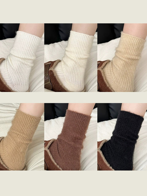 Lot de 5 paires de chaussettes d'hiver chaudes et solides pour femmes