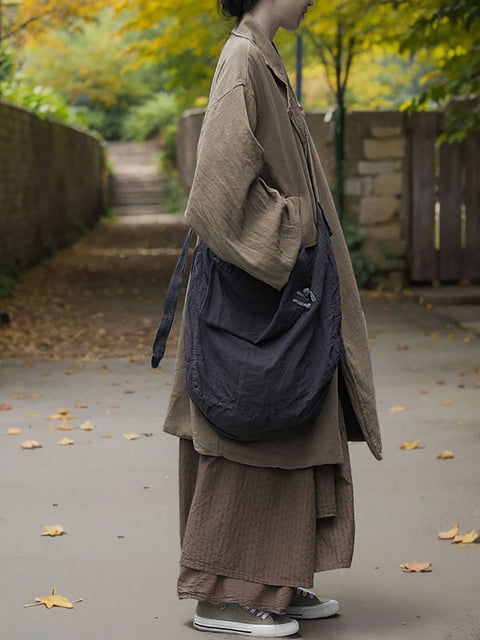 Manteau d'hiver rétro en coton et lin à col rabattu pour femme