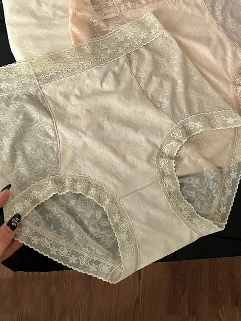 Lot de 2 sous-vêtements d'été en dentelle fine taille haute pour femmes