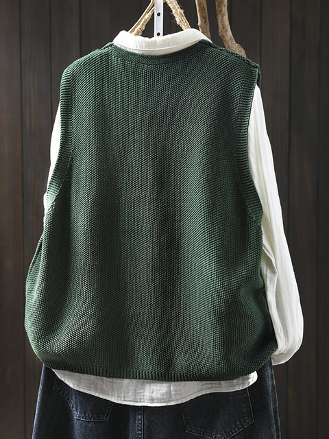 Gilet cardigan à col en V en tricot de couleur pure pour femme