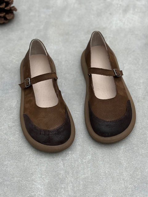 Chaussures plates en cuir suédé véritable pour femmes