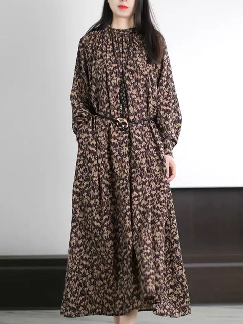 Robe ample à col rond et motif floral pour femme