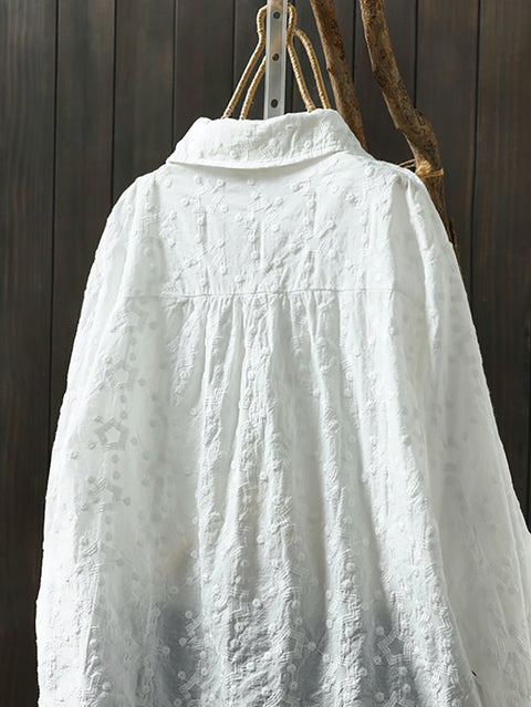 Chemise de printemps pour femme avec broderie artistique 100 % coton