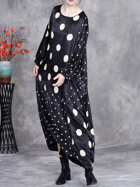 Robe ample à pois vintage pour femme