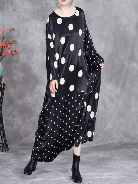 Robe ample à pois vintage pour femme