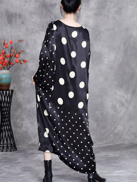 Robe ample à pois vintage pour femme