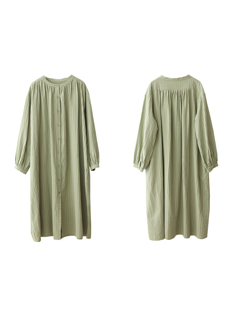 Robe boutonnée décontractée de printemps pour femmes, couleur pure, 100 % coton