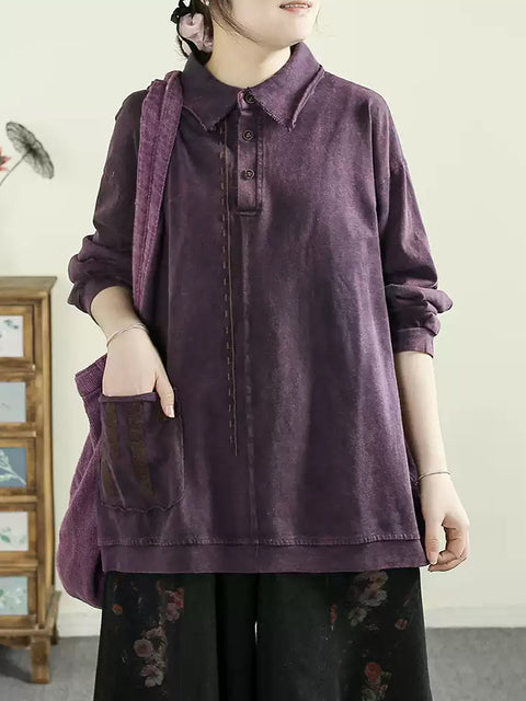 Chemise d'été vintage brodée 100 % coton pour femme