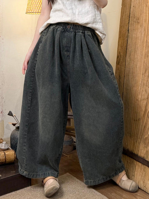 Pantalon en denim droit rétro pour femme