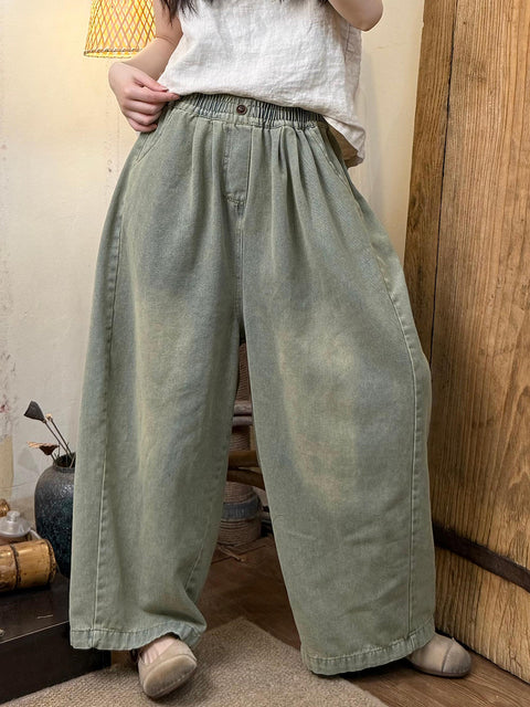 Pantalon en denim droit rétro pour femme