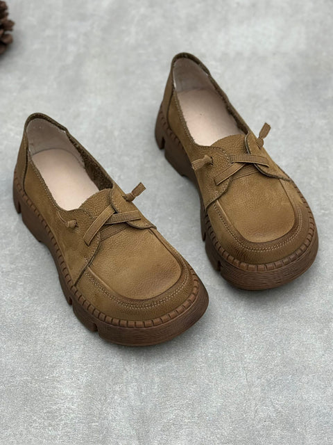 Chaussures à plateforme en cuir vintage pour femmes