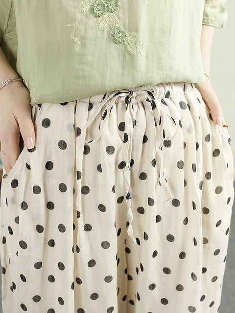 Bloomer de printemps à pois artistiques pour femmes 100 % ramie