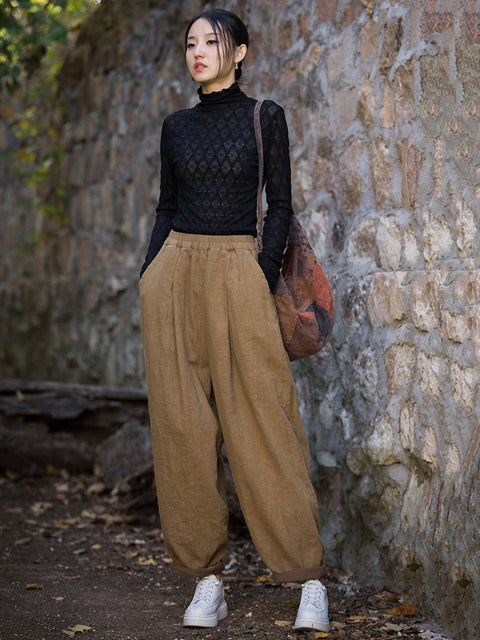 Pantalon sarouel uni épissé décontracté pour femme