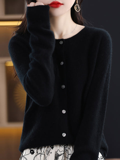 Cardigan d'hiver en laine pour femme, pull uni