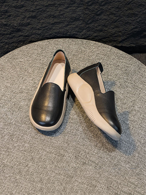 Chaussures d'été décontractées à plateforme en cuir véritable pour femmes