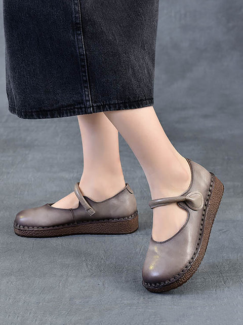 Women Spring Genuine Leather Low Heel Shoes