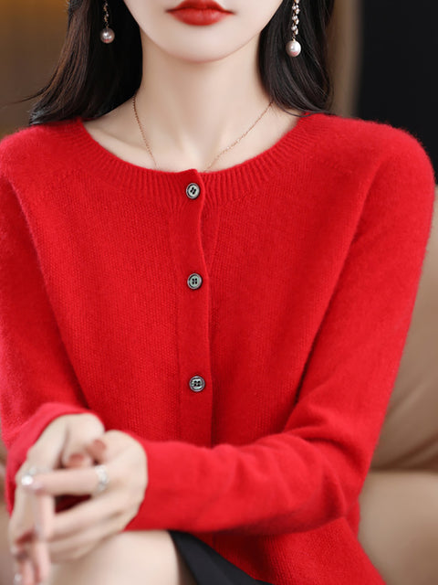 Pull en tricot à col rond en laine pour femme